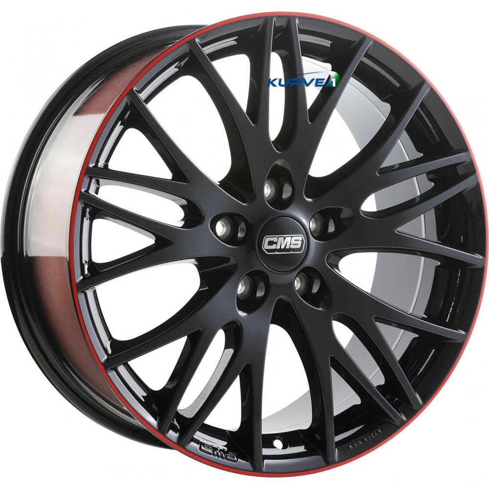 CMS C8 BLACK RED GLOSS 5X112 ET21 HB66.5 8x19